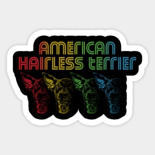 Cool Retro Groovy American Hairless Terrier Dog Sticker